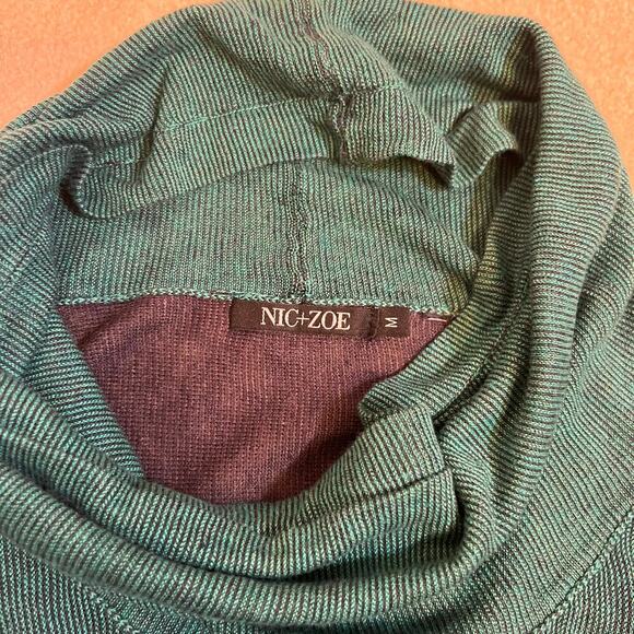 Nic + Zoe Linen Blend Essence Cowl Neck Tunic Jade Green and Navy Size Medium - Picture 6 of 8